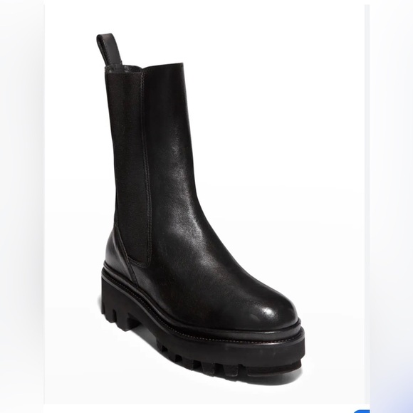 AllSaints Billie tall chunky leather Chelsea boots in black - Picture 1 of 13